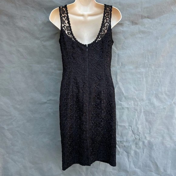 WHBM White House Black Market Lace Overlay Sheath Dress Sleeveless Size 2 Party - Picture 2 of 8
